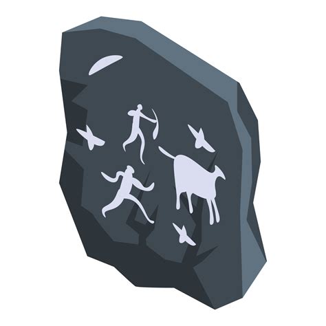 Stone age painted wall icon, isometric style 15847942 Vector Art at ...