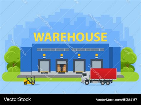 Isometric Large Modern Warehouse With Forklifts Vector Image