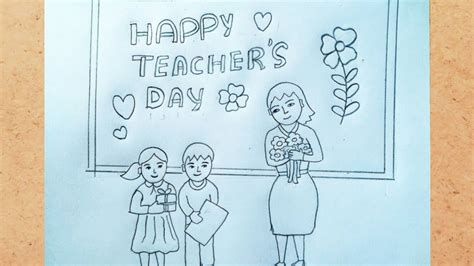 Teacher's day drawing || Easy teacher's day drawing - YouTube