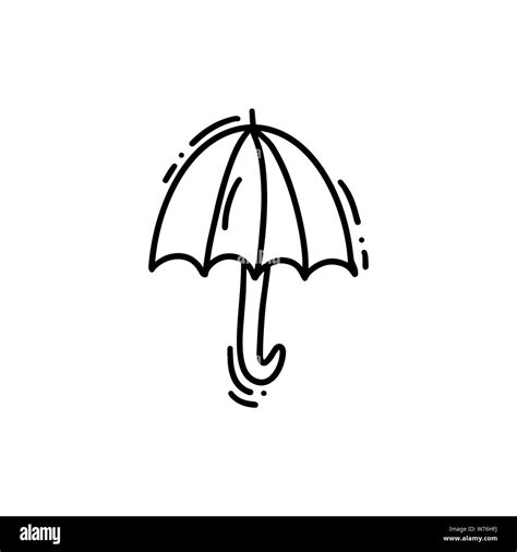 Icon Of Monoline Cartoon Umbrella Hand Drawn Vector Doodle Logo Illustration Sketch Isolated