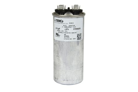 Amazon TEMCo 40 Uf MFD 370 VAC Volts Round Run Capacitor 50 60 Hz