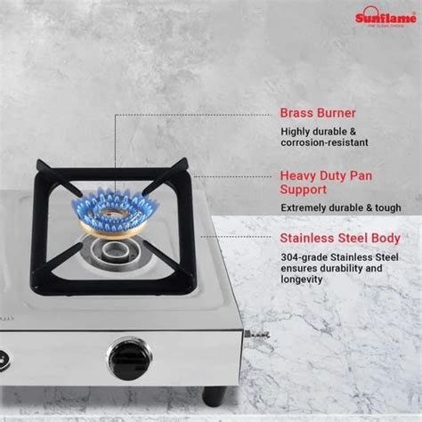 Sunflame Shakti Stainless Steel 2 Burner Gas Stove Manual At Rs 1925