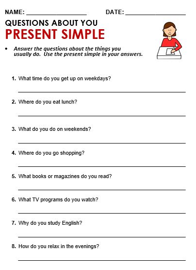 Present Simple Questions Worksheets