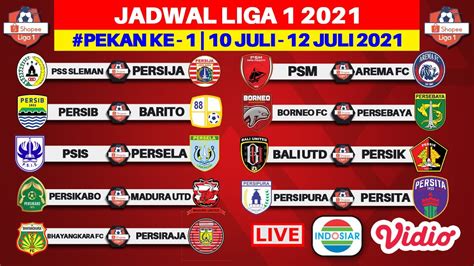 Jadwal Liga 1 2021 Pekan Pertama Pss Vs Persija Persib Vs Barito