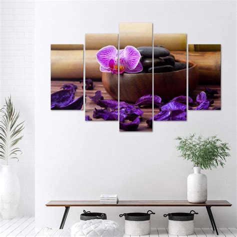 Leinwandbild 5 Teilig Orchideen Zen Spa Steine Wall Art De