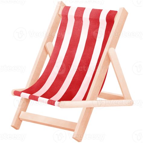 Summer Red Wooden Beach Chair 42848275 Png