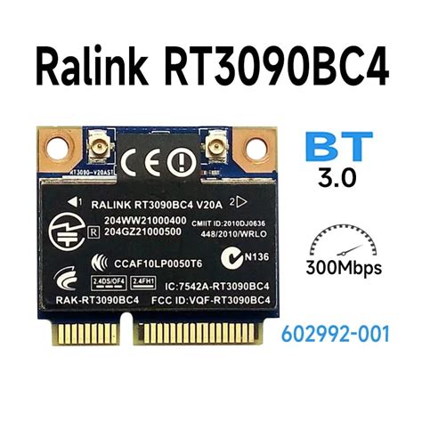 Ralink Rt3090bc4 Wifi N Bluetooth 30 Pci E Card 300m 602992 001 80211n Wifi Card Wlan Rt3090