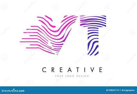 Zebra Vt V T Zeichnet Buchstaben Logo Design Mit Magentaroten Farben