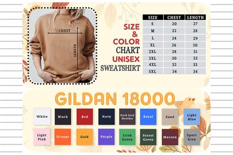 Gildan Size Color Chart Sweatshirt Graphic By Evarpatrickhg