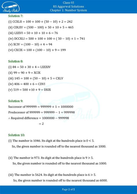 RS Aggarwal Class 6 Solutions Test Paper Chapter 1 Number System