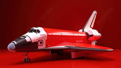 Model Of A Space Shuttle On A Red Background 3d Rendering Red Space