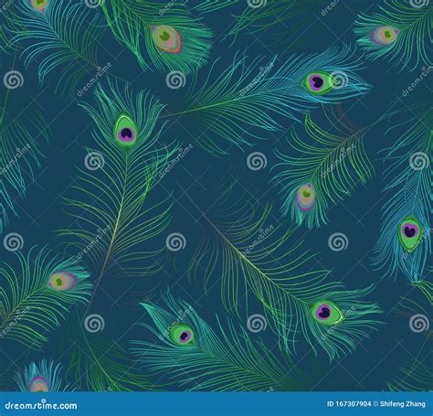 Embroidery Peacock Feathers Seamless Pattern Stock Illustration Illustration Of Colorful