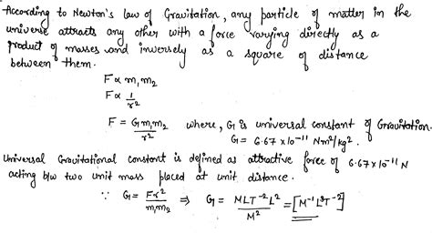 State And Explain Newton S Law Of Gravitation Hence Define Universal