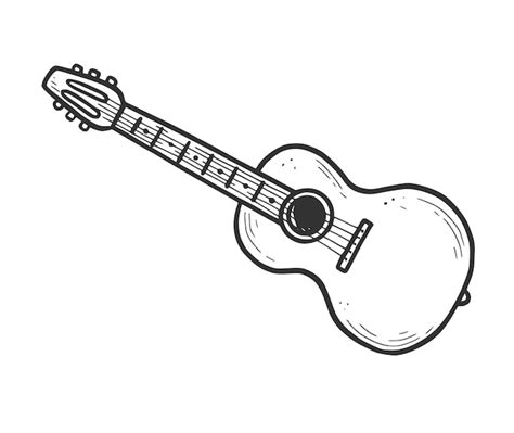 Elemento De Guitarra Ac Stica Dibujado A Mano Estilo De Dibujo Doodle