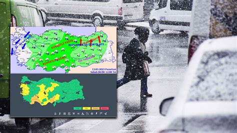 Son Dakika 13 Mart hava durumu yayımlandı Meteoroloji den sarı ve