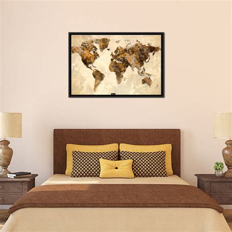 Rustic World Map Multi Panel Canvas Wall Art | ElephantStock