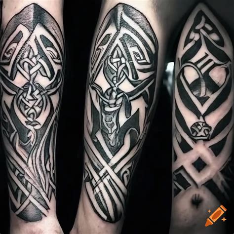 Black and white celtic forearm tattoo featuring the master sword of ...