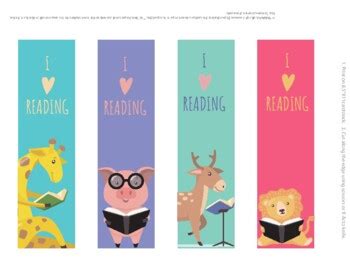 Printable Bookmarks Template, bookmarks for kids, animals Bookmarks