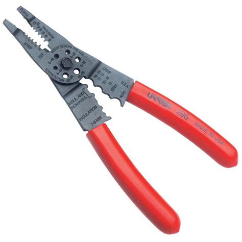 Urrea 8 14 In Wire Stripping Pliers With Terminal Crimper And Screw