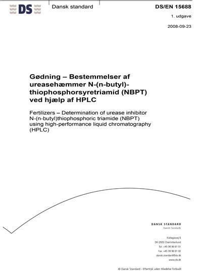 Ds En Fertilizers Determination Of Urease Inhibitor N N