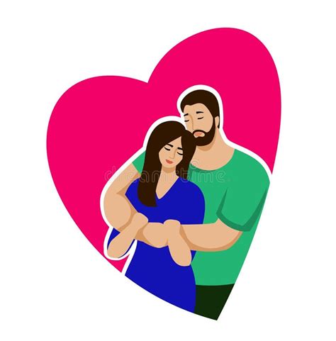 Man And Woman Hug Each Other Color Illustration Stock Vector