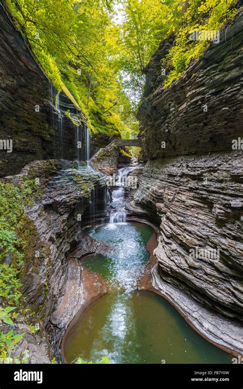 Rainbow Falls Of Watkins Glen State Park Finger Lakes Region Of New