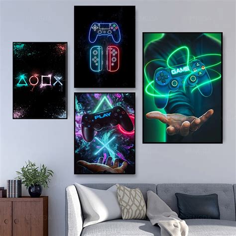 Quadro Decorativo Pe As N Rdico Abstrato Gamer Led Jogo Decora O