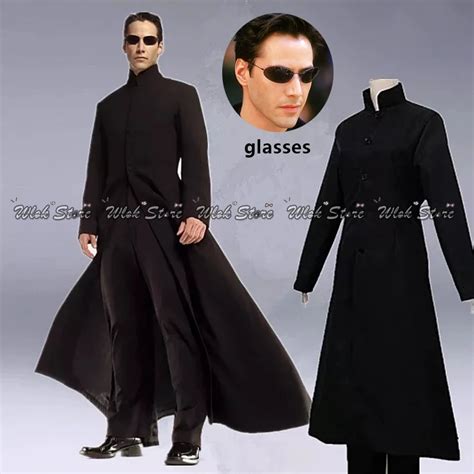 Matrix Cosplay Personalizado Preto Casaco Cosplay Traje Neo Trench Coat