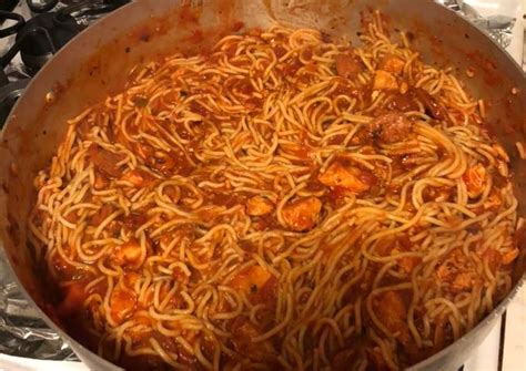 Cajun Chicken And Sausage Spaghetti Recipe Recipe Mine