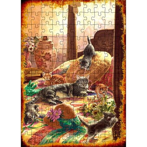 Tablomega Ahşap Mdf Puzzle Yapboz Eski Tablo Anne Kedi ve Fiyatı