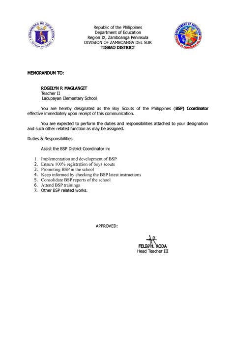 Designation Letter