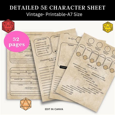 Printable Dnd Character Journal 5e Character Sheet Dnd Character