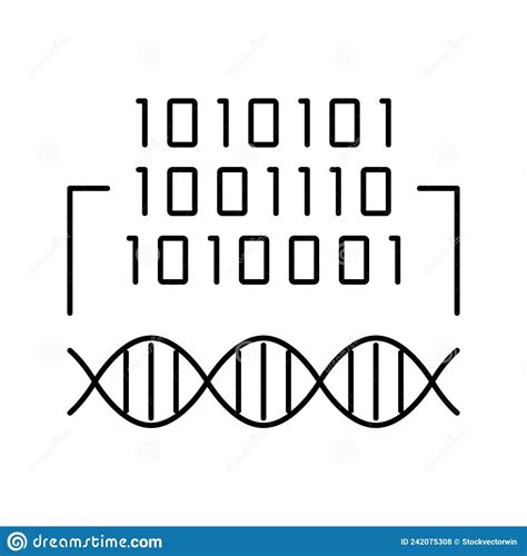 Ilustracja Wektora Ikony Linii Informacji Genetycznej Kodu Binarnego