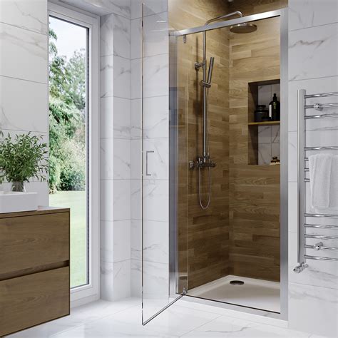 Chrome 6mm Glass Hinged Shower Door 900mm Carina Better Bathrooms