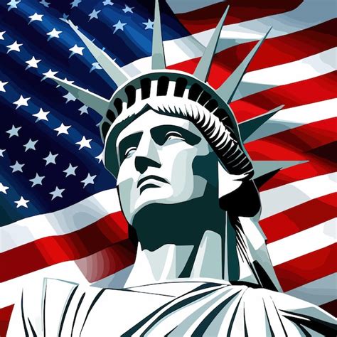 Premium Vector U S Greeting Card Flag And Statue Of Liberty Th Of