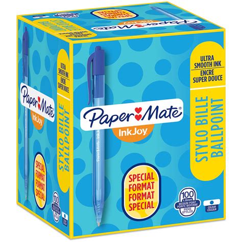 Papermate Inkjoy 100 Retractable Ballpoint Pen Medium Blue Box Of