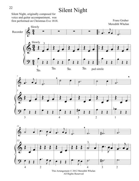 Christmas Duets For Recorder And Piano Silent Night Arr Meredith