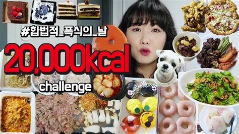 먹방 브이로그20000칼로리 챌린지 부채살 스테이크 크리스피 도넛 대패삼겹살 우유팥빙수 투썸 아이스박스 보늬밤