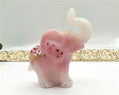 Fenton Elephant Limited Edition Burmese Pink Accents Hand Painted Signed By Artist 132 Of 380