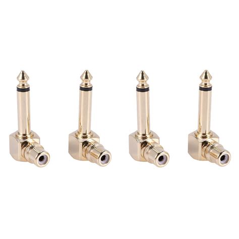 4 PACK RCA Female To 1 4 Inch Mono Male Plug Right Angle Audio Adapter