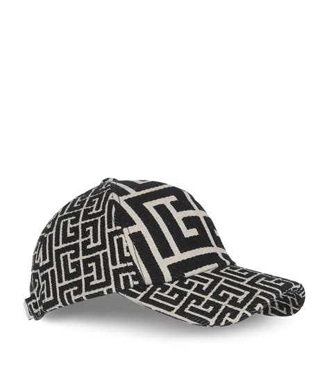 Womens Balmain Black Monogram Jacquard Baseball Cap Harrods Uk