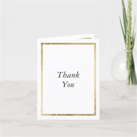 Elegant Modern Minimalist White Gold 50th Birthday Thank You Card