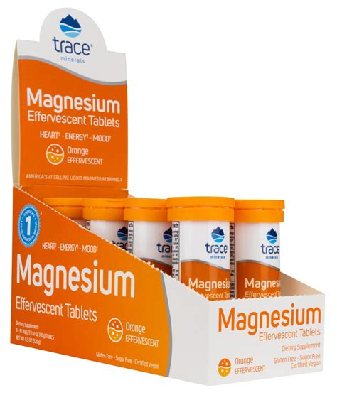 Trace Minerals Research Magnesium Effervescent Tablets Box Orange 8