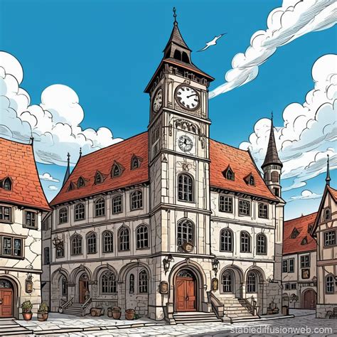 Medieval Town Hall With Clock Tower Prompts Stable Diffusion Online
