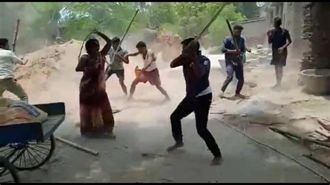 Armed With Lathis Men And Women Clash Over Land Dispute In Ups