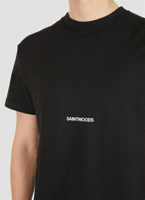 Logo Embroidery T Shirt In Black Saintwoods