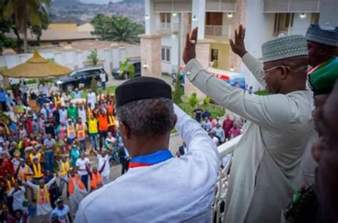 Vp Osinbajo Pictured With Gov Yahaya Bello Earlier Today At Okenne