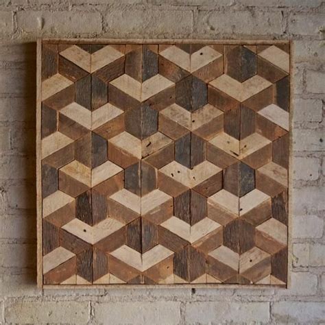 Reclaimed Wood Wall Art Decor Lath Pattern Geometric Hexagon