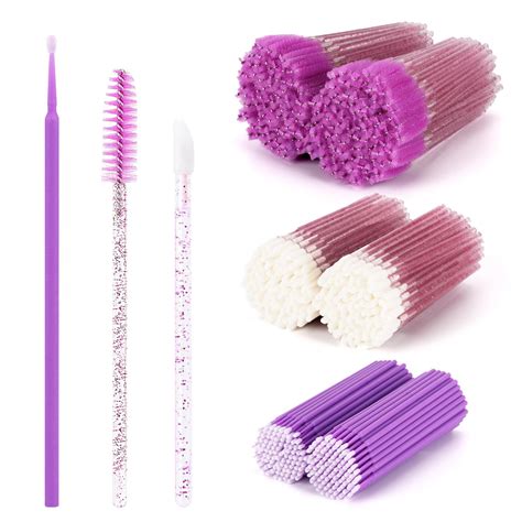 600 Pcs Spoolies Mascara Wands And Lip Brushes And Micro Swabs Purple Disposable Eyelash