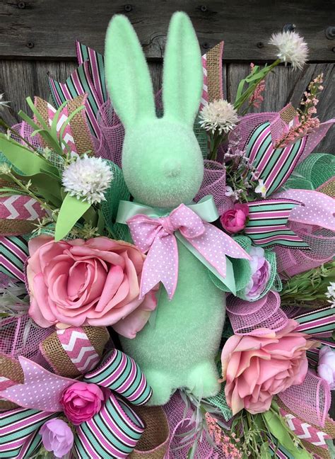 Bunny Wreath Easter Swag Spring Wreath Rustic Easter Swag Shabby